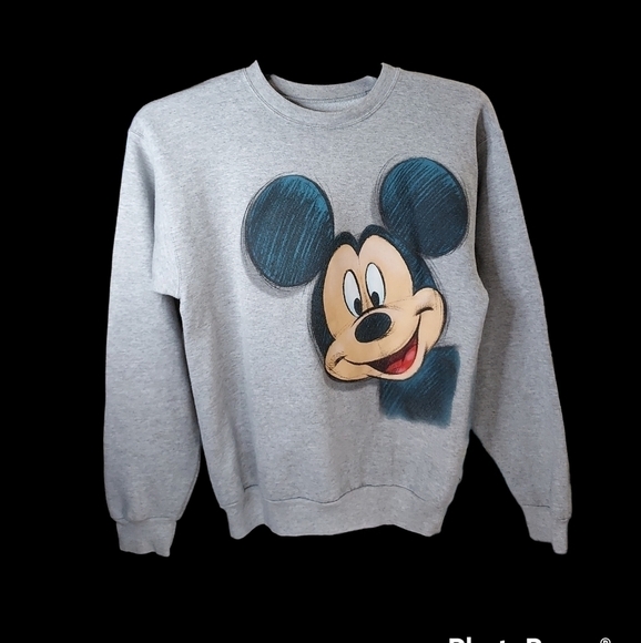 Vintage Mickey Mouse Small Sweatshirt gray L/S Crew Neck by Walt Disney Land - Picture 10 of 11